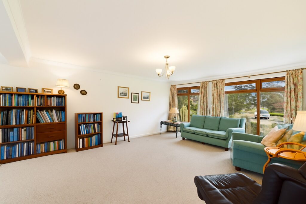Spacious Living Room with Garden View